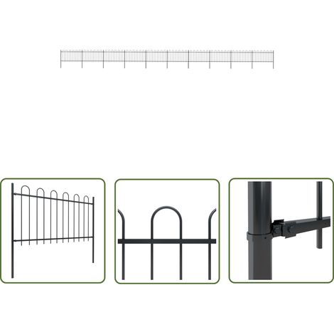 The Living Store Gartenzaun mit Bügel-Design Stahl 17 x 1 m Schwarz - Gartenzaun - Stahlezaunt - Metallzaun - Zaun Schwarz - Sicherheitszaun (1/5)