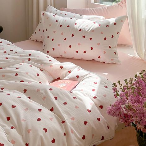 Housse de Couette 220x240 Rose Coeur Enfants Filles en Microfibre (1/5)