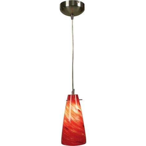 Suspension Luminaire 1 Lumière en Métal et Verre Rouge pour Cuisine et Table G9 40W - PANGIVO (1/3)