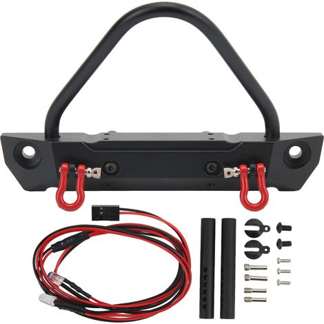 Pare-chocs avant en alliage d'aluminium avec phare pour véhicule radiocommandé 1/10 AXIAL SCX10 90046 90047 - RC Crawler - Noir (1/5)