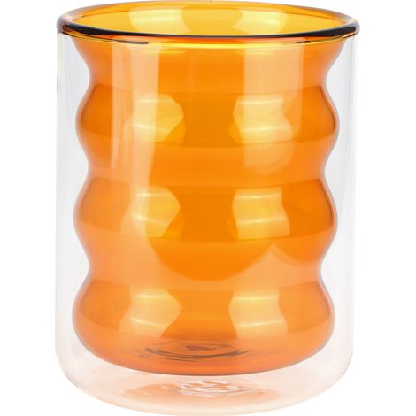 Verre double paroi 200ml tasse spirale 3D résistant à la chaleur, mug jaune pour bureau maison école (1/5)