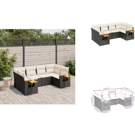 6-tlg. Garten-Sofagarnitur mit Kissen Schwarz Poly Rattan - Gartenmöbel - Sofasatz - Rattan Möbel - Outdoor Sofa - Lounge Set (1/3)
