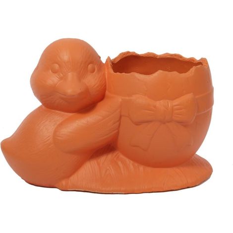 Blumentopf bedeckt Ei mit Ente Osterorange (1/3)