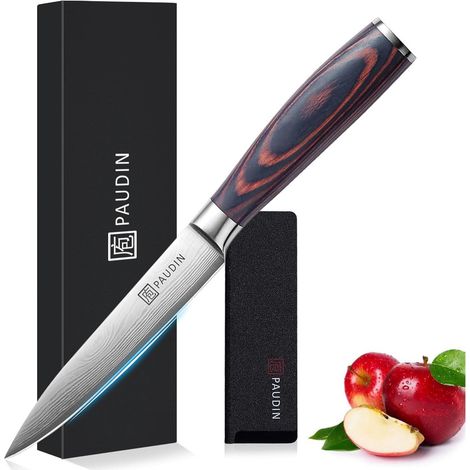 Couteau de chef multifonction 13 cm, lame en acier inoxydable allemand, manche ergonomique en bois (1/5)