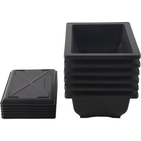 Filiyano-Lot de 6 pots à bonsaï - Bac profond avec plateau intégré pour plantes, fleurs, herbes aromatiques, pots carrés en plastique (1/5)