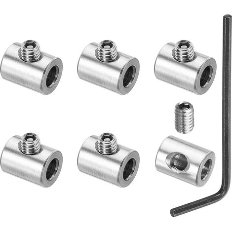 Set di 6 fascette stringicavo con foro da 4 mm e chiave esagonale M4  Fascette stringicavo con bloccaggio a foro singolo, in acciaio inox 304 per accessori per cavi, colore argento (1/5)