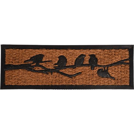 Paillasson rectangulaire en caoutchouc renforcé de fibres de coco – Motif d'oiseau – Pour intérieur et extérieur – Antidérapant et durable – Best For Boots