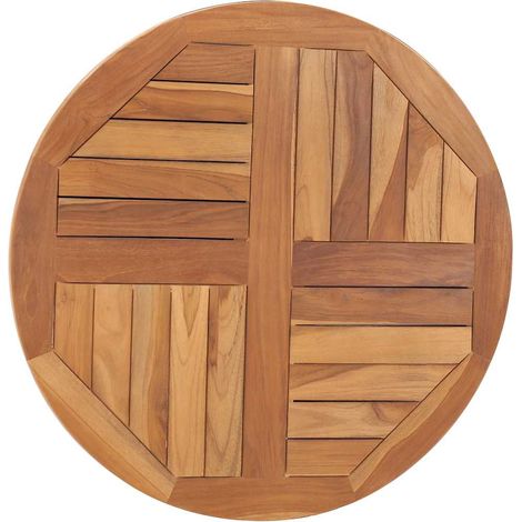 Plateau de table Design Moderne, Dessus de table de salle à manger, Bois de teck solide Rond 2,5 cm 70 cm OIB8105E (1/5)