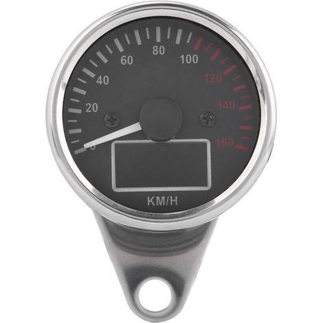 Universel 0 160 KM/H moto numérique LED LCD compteur de vitesse tachymètre jauge de vitesse rétro Chrome (1/5)