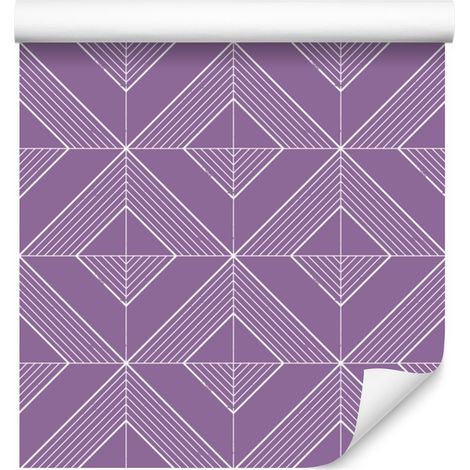 Papel pintado geométrico con rombos morados, formas suaves, 50x1000 cm. (1/5)