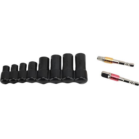 8 douilles taraud 1/4in 3/8in – Acier allié, douilles avec barres extension, filetage, kit professionnel (1/4)
