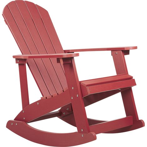 Silla mecedora roja de madera sintética resistente a la intemperie estilo moderno Adirondack
