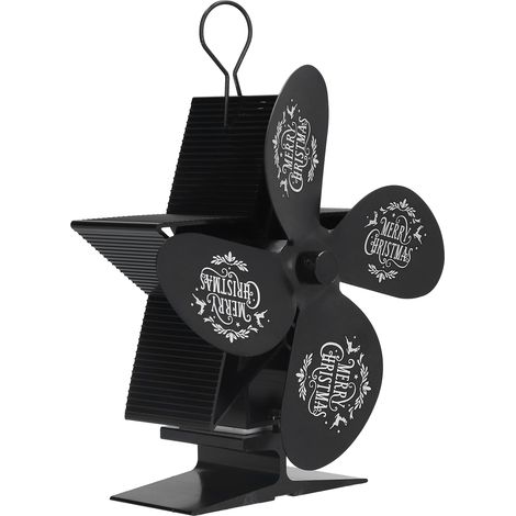 Ventilateur de cheminée à 4 pales, alimenté par la chaleur, silencieux et résistant aux hautes températures, pour la maison (noir) (1/5)