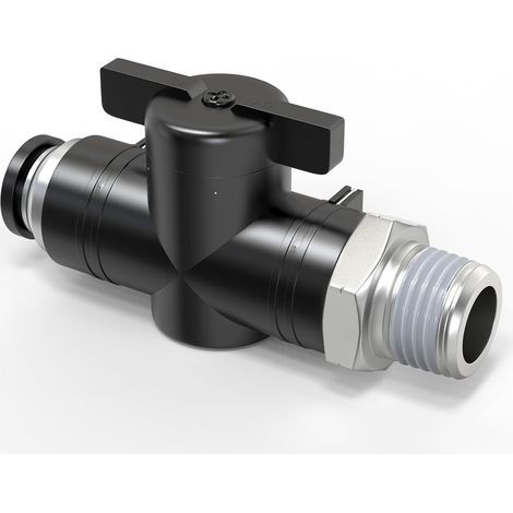 Kugelhahn, Kunststoff und Kupfer, 3/8 NPT-Gewinde, Luftstromregelung, pneumatisches System (1/5)