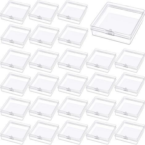 30 Boite Rangement, 5,5x5,5x1,7cm Mini Boite Plastique, Couvercle Boite Transparente, Pour Bijoux Et Bricolage