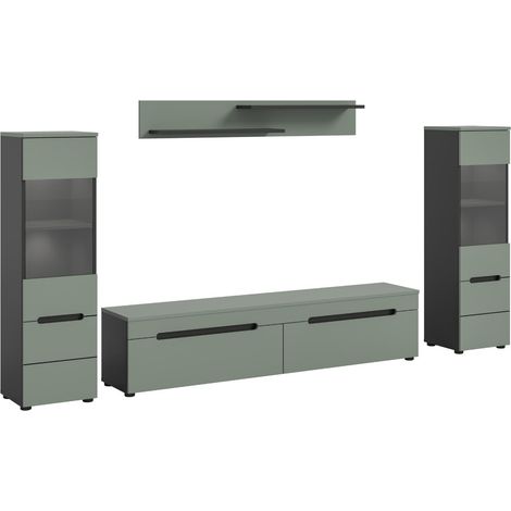 Canu bibliothèque C1 système avec éclairage vert poussiéreux, gris foncé. (1/5)