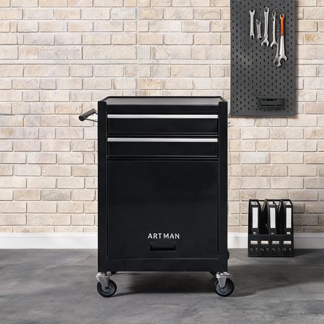 Servante d'atelier coloris noir en acier 52,5 x 33 x 109 cm (1/5)