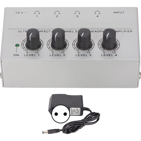 Amplificateur Casque 4 Canaux HA400 Compact Stéréo Faible Bruit Alimentation 100‑240V UE (1/5)