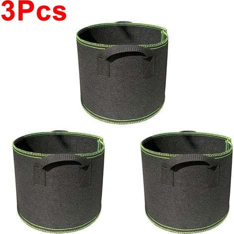 (Lot de 3 sacs de culture verts, 1 gallon, 18 x 15 cm) pour légumes/fleurs/plantes, en tissu non tissé épais avec poignées et aération (1/4)