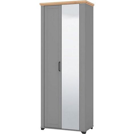 Mobile da Ingresso Coggiola, Specchio Incluso, 3 Ripiani, Appendiabiti, 75x41x194.5h cm Grigio