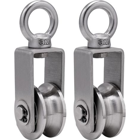 Poulie - 34 mm - Acier Inoxydable 304 - 2 Roulements - Compatible Corde jusqu'à 11 mm - Usage Industriel et Domestique - 1 Pièce