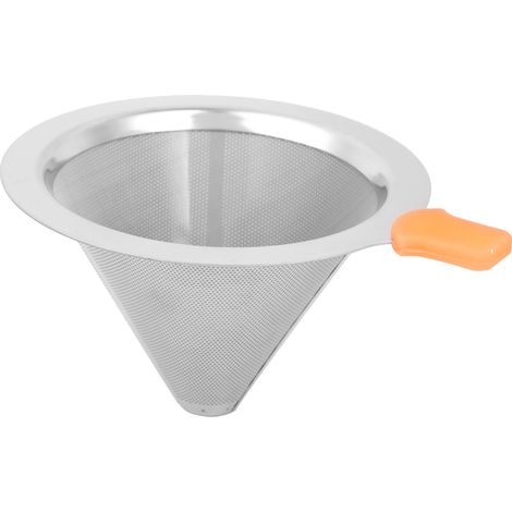 Doppellagiger, wiederverwendbarer Edelstahl-Kaffeefilter für Kaffeemaschinen, passend für 1–2 Personen (Orange) (1/5)