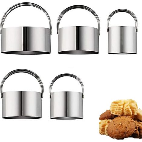 5 tagliabiscotti rotondi in acciaio inox di varie dimensioni – Perfetti per mousse, torte, biscotti e stampi per pasticceria puliti - Crezuo
