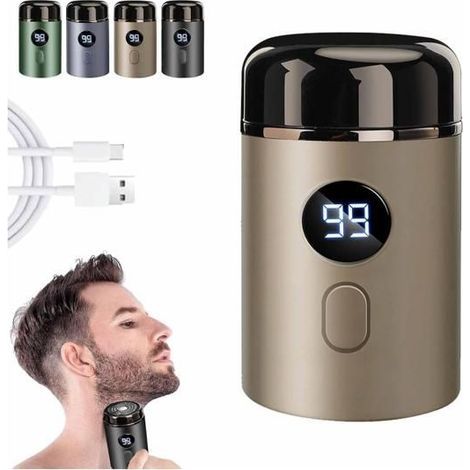2025 Easy Trim Rasierer, Easy Trim Herren-Intimrasierer, Mini-Elektrorasierer für Männer, wasserdicht, kabellos, für Nass- und Trockenrasur geeignet, mit Display (Gold) (1/5)
