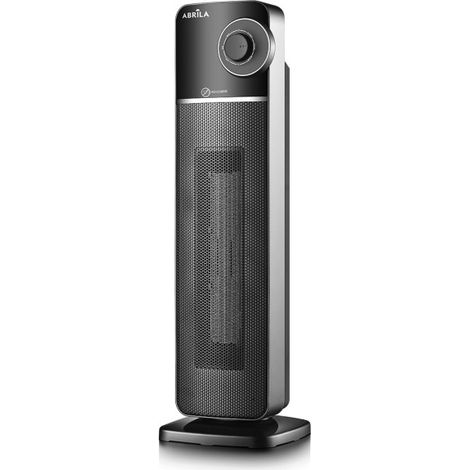 bequia termoventilatore verticale in ceramica 2000w nero/argento 2 potenze, 3 funzioni oscillanti, antiribaltamento 61x20x20 cm