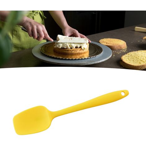 Spatule silicone résistante à la chaleur, forme T, prise confortable, ustensile de cuisine polyvalent pour maison, jaune, grattoir coudé (1/5)