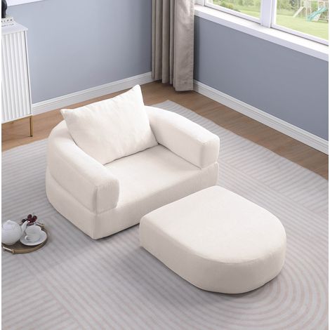 Divano modulare in ciniglia beige reversibile, componibile e multifunzione (1/5)
