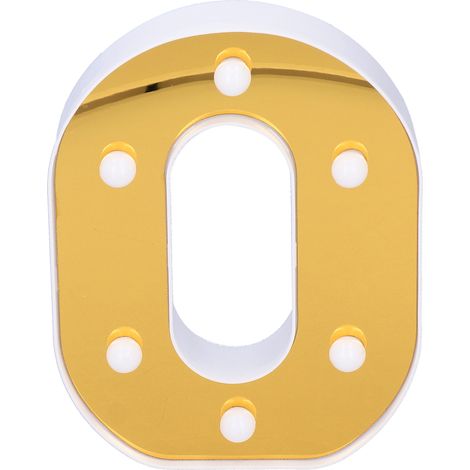 Veilleuse LED avec chiffre 0 doré, idéale pour les mariages, anniversaires, fêtes et décorations de vacances, blanc chaud. (1/5)