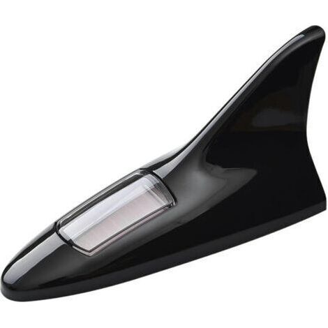 (Noir) Universel multifonctionnel aileron de requin de voiture LED voyant d'avertissement solaire pas d'antenne Anti-Tayon étanche clignotant décoration auto-adhésive (1/5)