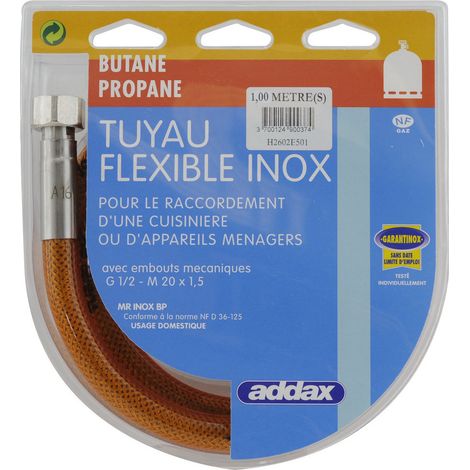 Tubo gas addax inox butane propane 100 cm 200 mbar