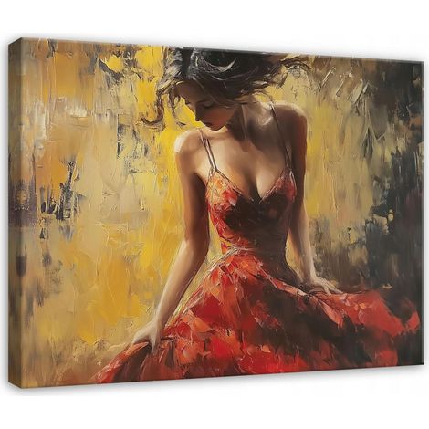 Peinture femme pop art pour chambre salon cuisine sur toile 40x30 (1/3)