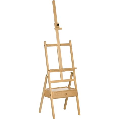 Caballete de artista ajustable de madera de haya con cajón, natural y negro (1/5)