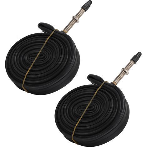 2 Chambres à Air Vélos 700x23c avec Valve Presta 48mm et Démonte-Pneus, Kit de Réparation Pneu Vélo Route