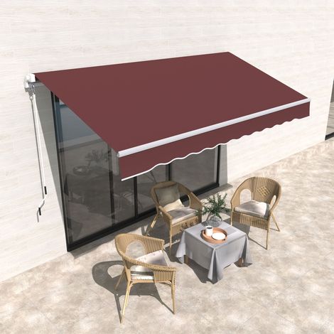 Toldo Retráctil Manual 3,5x2,5 m con Ángulo Ajustable Manivela Estructura de Aluminio y Protección UPF30+ Rojo Vino (1/5)