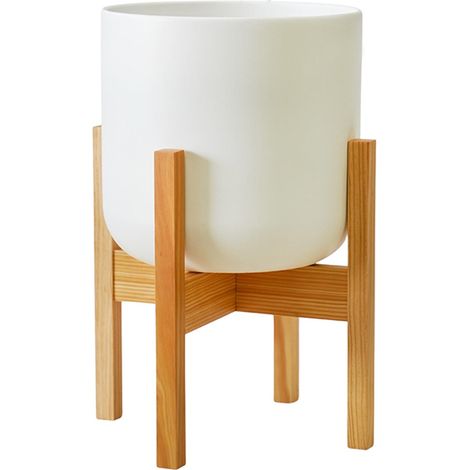 Lisbon Pot and Stand - Ceramic - L20.5 x W20.5 x H34.5 cm - White