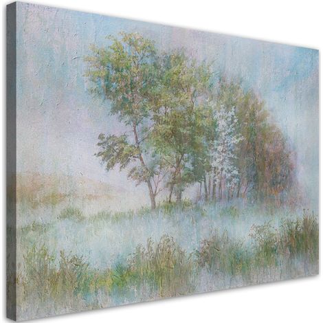 Tableau décoratif Arbres sur une prairie brumeuse 100x70 (1/5)