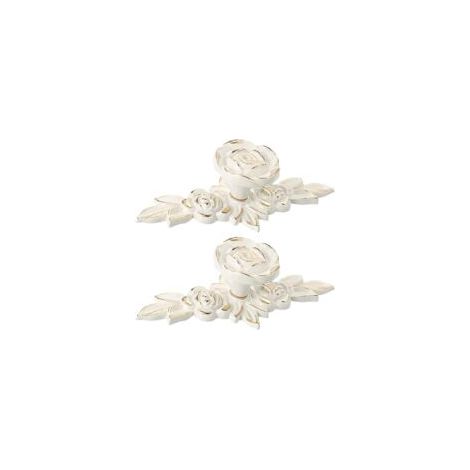 Set mit 2 Vintage-Möbelknöpfen aus Zinklegierung, 3D-rosenförmige Griffe, inklusive Befestigungsschrauben, goldfarben - Crezuo