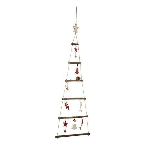 Weihnachtsbaum Wanddekoration 83 cm rot/Holz (1/2)