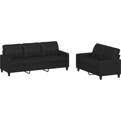 Maison Exclusive - Set di Divani 2 pz con Cuscini Nero in Similpelle