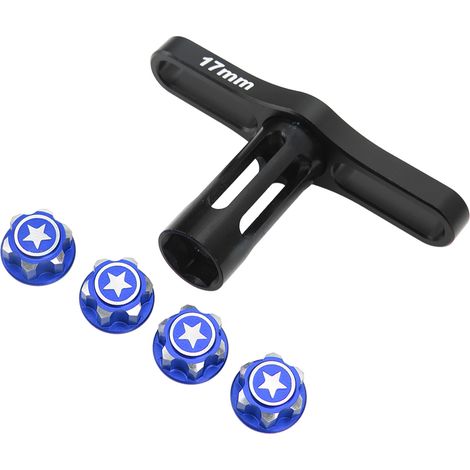 Douille pour écrous hexagonaux de roue de 17 mm, outil de montage avec clé et capuchon pour écrou de moyeu de 17 mm pour voitures RC TRAXXAS 1/10 et 1/8 (bleu). (1/5)