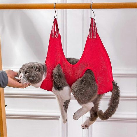 Katzenpflege-Set: Krallenschneidebeutel, Anti-Kratz-Beiß-Beutel, Bade- und Trimmbeutel, Hängematte, Hängematte, Haustierzubehör-Set-L-Black