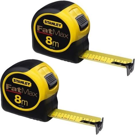 Stanley STA033728 8m Tape Measure 3 Rivet Metric Only 0-33-728 Twin Pack