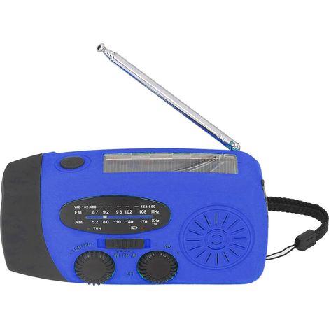 Radio Solaire d'urgence à Manivelle, avec Lampe de Poche LED, USB (1/5)