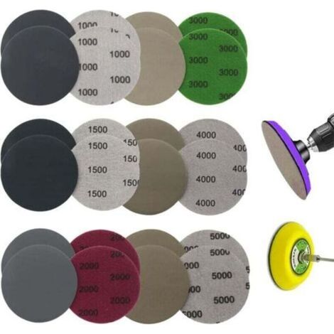 Un paquet contient 24 disques abrasifs ronds de 80 mm avec crochets de fixation. Adaptés au ponçage à sec et à l'eau, ils sont disponibles en différents grains : 1000, 1500, 2000, 3000, 4000 et 5000, (1/5)