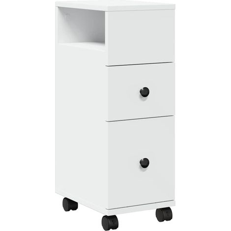 Maison Exclusive - Mobile da Bagno Stretto con Ruote Bianco in Truciolato