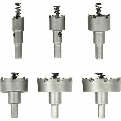Scie Cloche pour Metal, Lot de 6 Forets de Scie-cloche en Carbure, Scies-Cloches en Acier Inoxydable., pour l'Aluminium, l'Acier, le Fer, le Cuivre, le Bois,16 mm 22 mm 30 mm 40 mm 50 mm 60 (1/4)